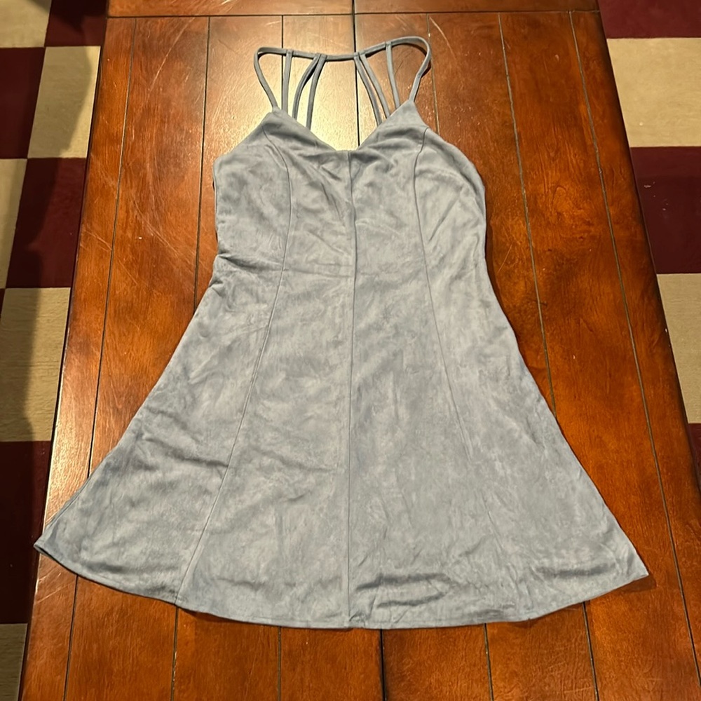 She + Sky Blue Suede Fit & flare dress Size Small